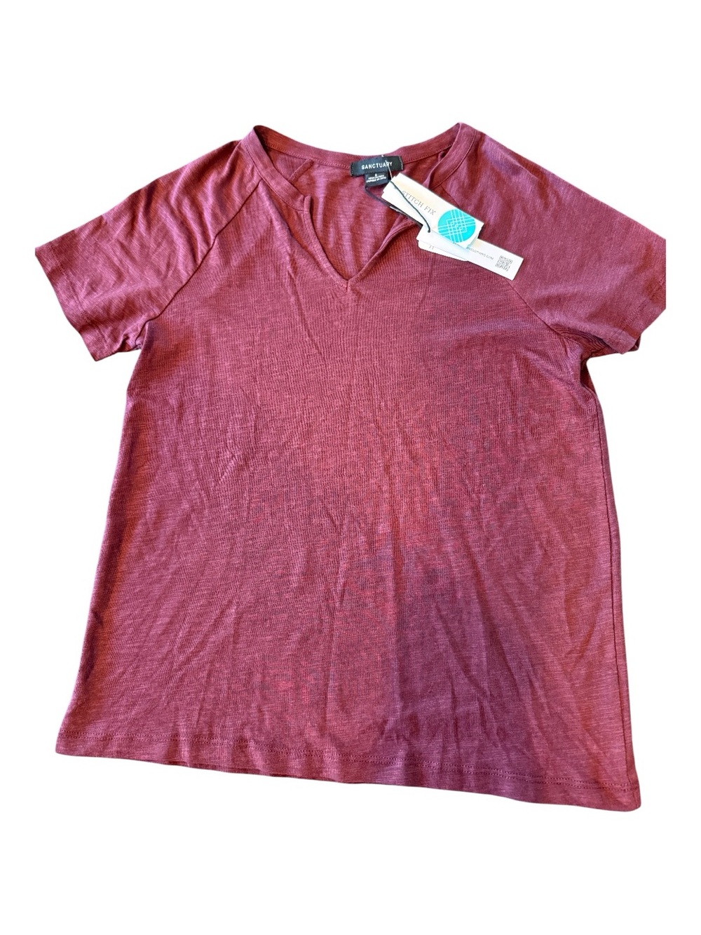 Sanctuary Heathered Wine V‑Neck Tee